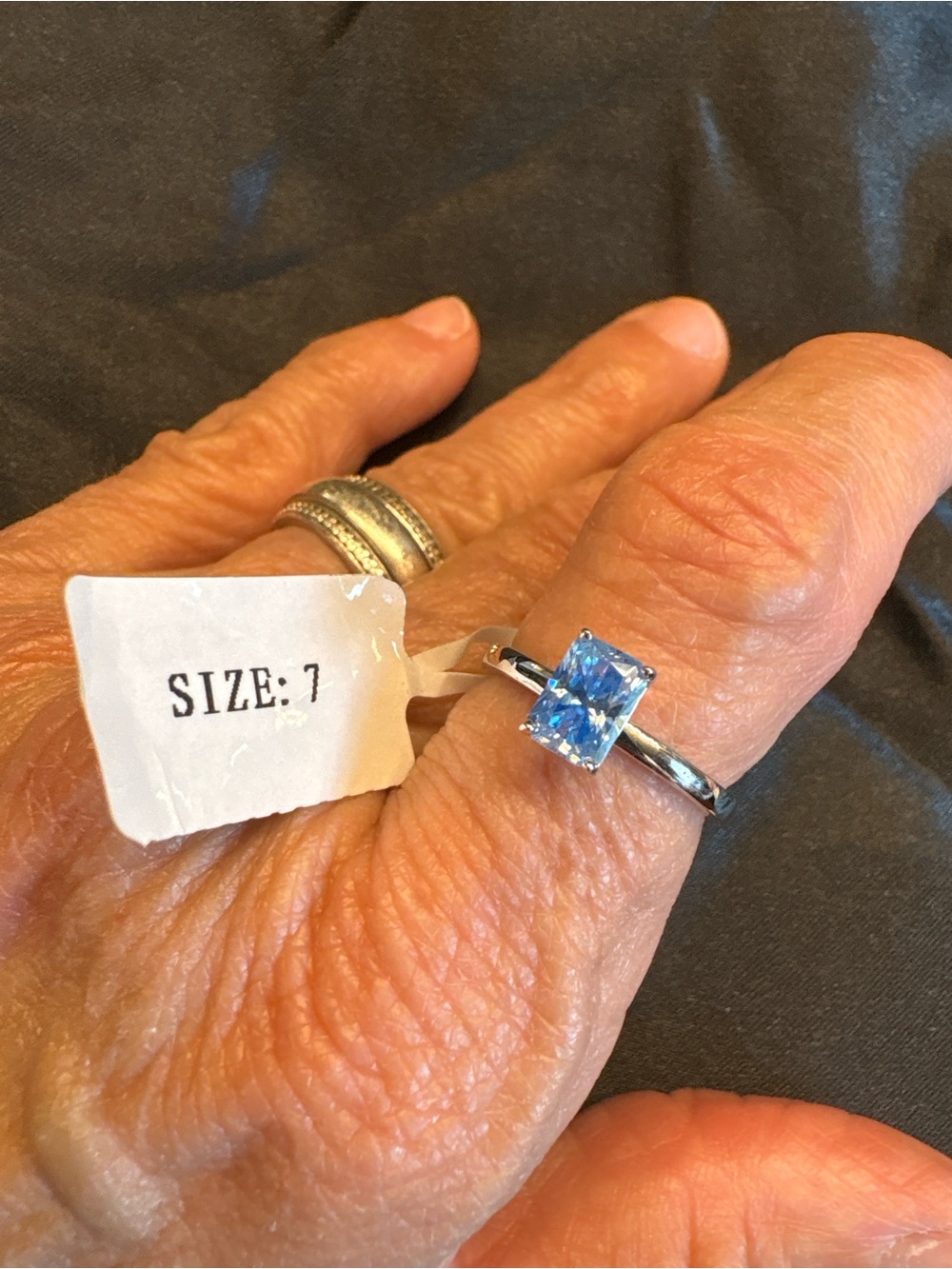 Silvara 925 Sterling Silver Blue Moissanite Ring Size 7   1.0 CTW